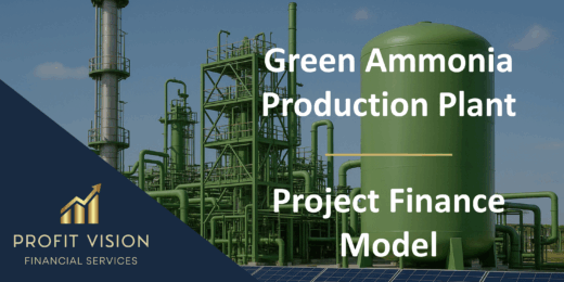 Visual representation of a green ammonia plant financial model layout.
