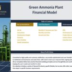 Sections of the Green Ammonia financial model, including cash flow and performance reports.