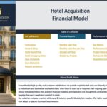 Table of contents for hotel acquisition financial model template.