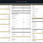 Dairy farm financial model showing startup, revenue, and cost assumptions for analysis.