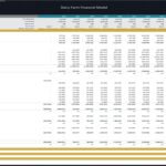 Dairy farm income statement showing projected financials from 2026 to 2035.
