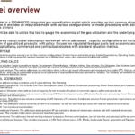Overview of a financial model detailing gas utilization, expenditures, and analysis scenarios.