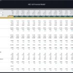 Monthly financial model detailing revenue, expenses, and net income for ABC Ltd.