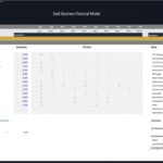 Detailed SaaS model payroll table showing employee roles and associated costs.