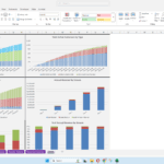 Financial model showing active customers, revenue streams, and growth projections in Excel.