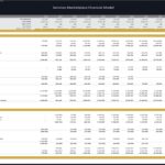 Financial model showing balance sheet and cash flow statement for a services marketplace.