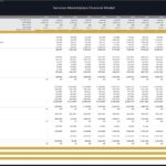Income statement detailing revenue sources and financial metrics for a services marketplace model.