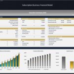 Financial model, income statement, and investment metrics for a subscription business in information technology