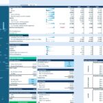 Excel financial model DCF valuation section showing unlevered free cash flow projections, WACC calculation, and terminal value