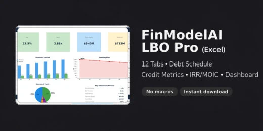 LBO Pro (Excel) – 12-Tab Model with Debt Schedule, Credit Metrics, IRR/MOIC, Sensitivity & Dashboard