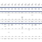Large financial ledger spanning January 2025 with daily dates across the top, blue separators, and numeric totals in multiple rows. A long multi‑row chart showing daily values and columnar totals.