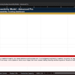 Screenshot 1290 | eFinancialModels Cover sheet for 'Manufacturing Startup Feasibility Model - Advanced Pro' with navigation tabs and a blue left menu (Purpose, User Inputs, Formula Cells, Currency, Macros).