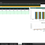 Screenshot 1451 | eFinancialModels Excel dashboard titled 'Model Checks' showing an 'Annual Check Matrix' with years 2026–2035 and 0/1 pass indicators, color-coded status cells, plus a 'Visual Analytics Panel' containing two charts: 'Annual Model Check Pass Score' bar chart and 'Debt and Cash Cross-Check ($mm)' line chart.