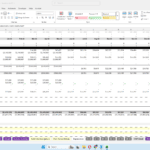 Spreadsheet showing monthly cash flow and financial metrics across quarters in an Excel workbook for forecasting.