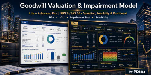 Goodwill Valuation & Impairment Model (IFRS 3 / IAS 36) – Valuation, Feasibility & Dashboard Excel Template Bundle