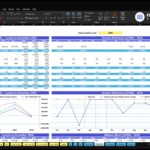 Excel financial dashboard titled 'Financial Statements Summary' for ABC Company Inc., showing income statement and balance sheet data across multiple years with charts and year columns in blue headers 2026–2030.