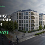 Cover image for eFinancialModels’ Germany Real Estate Market Study 2026–2031, showing modern apartment buildings along a street with a cityscape backdrop and logo.