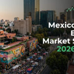 City skyline with overlay text: 'Mexico Real Estate Market Study 2026-2031' and eFinancialModels logo on the right side.