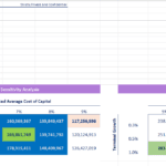 Screenshot 2026-06-06 193210 | eFinancialModels Spreadsheet showing a business valuation: intrinsic equity value 161,867,001; 1,000,000 shares; equity value per share 161.87, plus two sensitivity heatmaps for Enterprise Value and Equity Value per Share across WACC and terminal growth.
