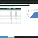 Screenshot 2191 | eFinancialModels Excel sheet titled Revenue Build showing yearly VCM proceeds and A6.4 proceeds, costs, gross revenue, realized $/t, and a trend; right shows a Gross Revenue ($mm) chart.