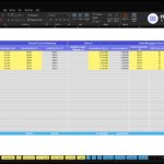 Spreadsheet titled 'Property Acquisition' for ABC Company Inc. showing a blue header table of property information and financing terms; several rows highlighted in yellow for properties like The Grand, Lakeside View, and Cityscape Towers (informative data).