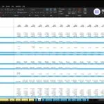 Excel cash flow statement for ABC Company with yearly columns and blue highlight on Net Cash Flow lines.