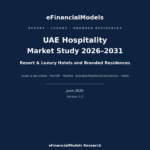 Cover page: 'eFinancialModels UAE Hospitality Market Study 2026-2031' with subtitle 'Resort & Luxury Hotels and Branded Residences' and date June 2026 (Version 1.0).