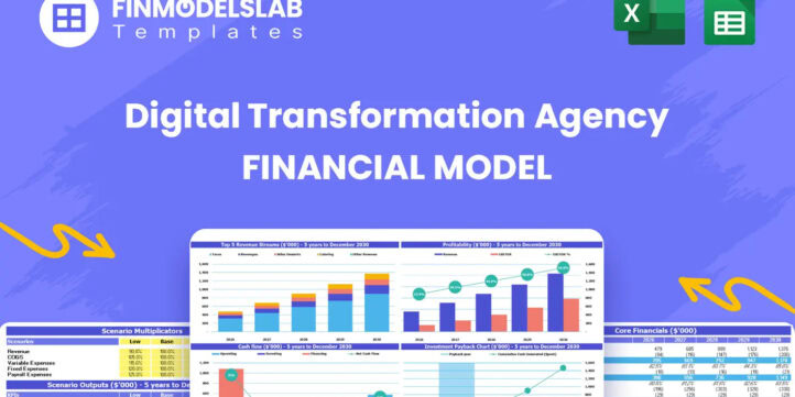 digital-transformation-agency-financial-model-headimage-financialmodelslab_be8157bb-6890-4a7e-b476-a69407b4d9b51 | eFinancialModels Digital Transformation Agency Financial Model overview showing core sections and purpose: summarizes KPIs, runway, revenue drivers and investor-ready outputs to eliminate cash-flow blind spots.