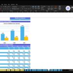 Breakeven analysis for ABC Company with a blue revenue bar chart and yellow breakeven bars for 2026–2030 (spreadsheet view).