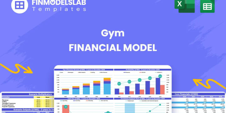 Gym Financial Model - overview header showcasing the model's key sections and purpose, summarizing KPIs, runway and performance at a glance to prevent cash-flow blind spots and support investor-ready presentations