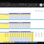 Spreadsheet screenshot showing COGS & Operational Expenses for ABC Company Inc., with yellow and blue table blocks and a blue total row across 2026–2035 (monthly/annual columns). Shows two sections: COGS & Operational Expenses and Variable Expenses.