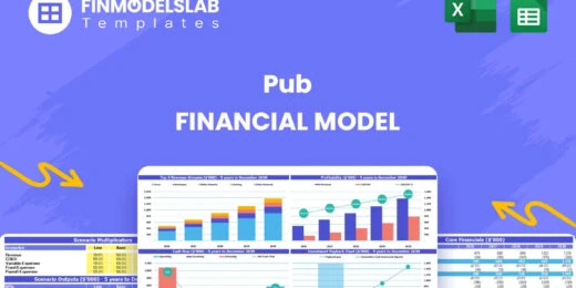 Pub Financial Model - head image representing the model overview, summarizing key KPIs, runway/cash position and performance with a dynamic dashboard for investor-ready reporting and cash-flow clarity