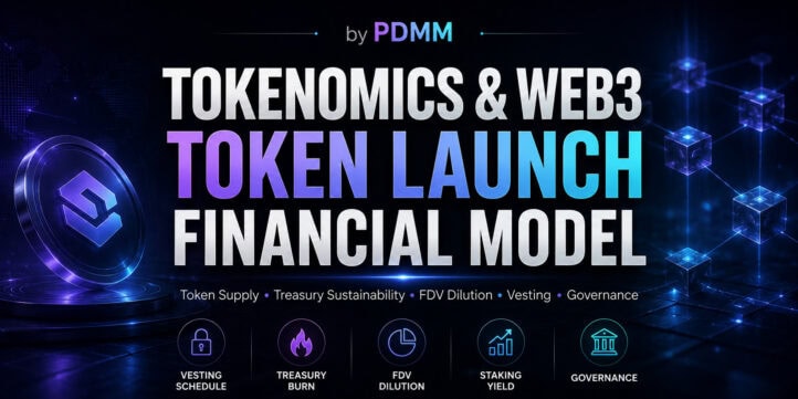 Tokenomics & Web3 Token Launch Financial Model – Vesting, FDV Dilution, Unlock Pressure, Treasury Burn, Staking Yield & DAO Governance Tokenomics & Web3 Token Launch Financial Model – Vesting, FDV Dilution, Unlock Pressure, Treasury Burn, Staking Yield & DAO Governance