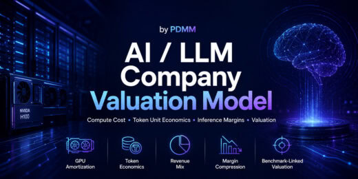 AI / LLM Company Valuation Financial Model – GPU Compute Amortization, Token Unit Economics, Revenue Mix, Inference Margins & Benchmark Multiples