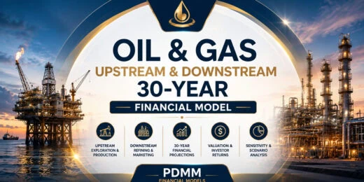 Oil & Gas Upstream and Downstream 30-Year Financial Model – E&P, Refining, DCF Valuation & Project Returns
