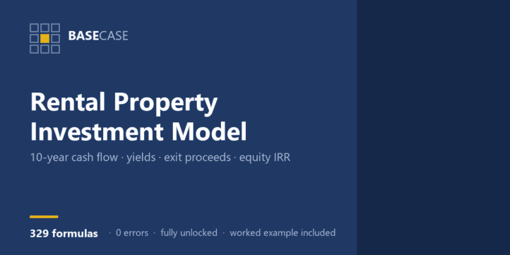 Rental Property Investment Model — Buy, Hold, Exit: 10-Year Cash Flow, Yields & Equity IRR Rental Property Investment Model — Buy, Hold, Exit: 10-Year Cash Flow, Yields & Equity IRR
