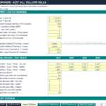 Logistics and fleet management financial model spreadsheet displaying Equipment Cost & Financing assumptions alongside Revenue Drivers per truck.