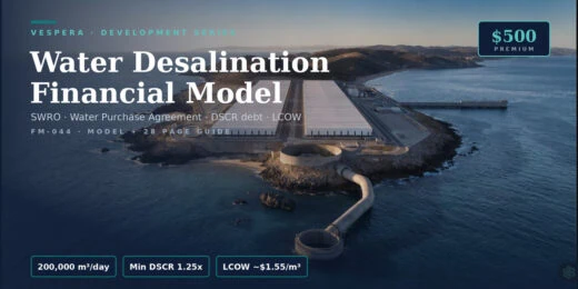 Water Desalination Financial Model (Excel) | SWRO, Water Purchase Agreement, DSCR Debt & LCOW