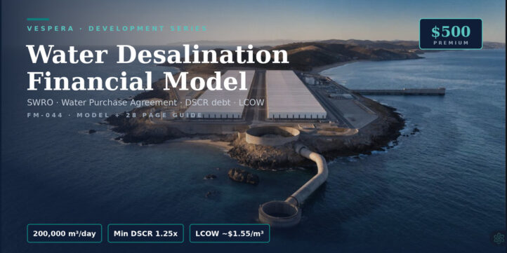 Water Desalination Financial Model (Excel) | SWRO, Water Purchase Agreement, DSCR Debt & LCOW Water Desalination Financial Model (Excel) | SWRO, Water Purchase Agreement, DSCR Debt & LCOW