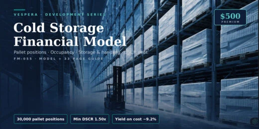 Cold Storage Financial Model (Excel) | Pallet Positions, Occupancy, Storage & Handling, DSCR Debt