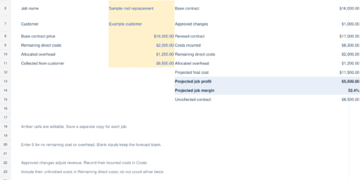 Contractor Job Profit Kit — Excel Job Costing and 8-Week Cash Forecast