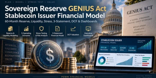 Sovereign Reserve GENIUS Act Stablecoin Issuer Financial Model | 60-Month Reserve, Liquidity, Stress, 3-Statement, DCF & Dashboards