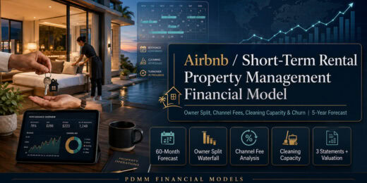 Airbnb / Short-Term Rental Property Management Financial Model – Owner Split, Channel Fees, Cleaning Capacity & Churn | 5-Year Forecast
