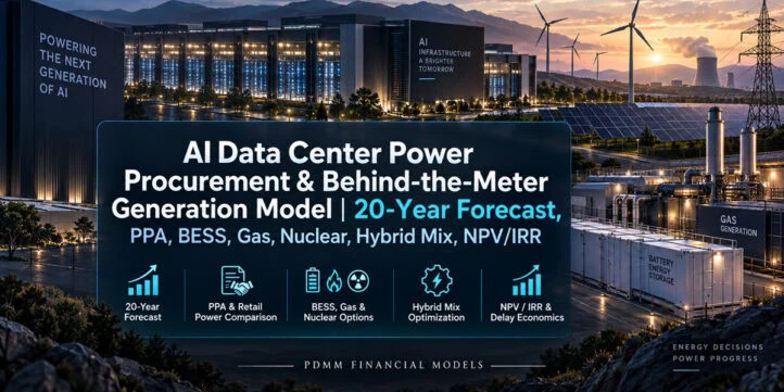 AI Data Center Power Procurement & Behind-the-Meter Generation Model | 20-Year Forecast, PPA, BESS, Gas, Nuclear, Hybrid Mix, NPV/IRR AI Data Center Power Procurement & Behind-the-Meter Generation Model | 20-Year Forecast, PPA, BESS, Gas, Nuclear, Hybrid Mix, NPV/IRR