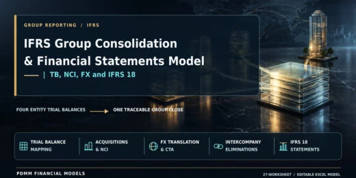 IFRS Group Consolidation & Financial Statements Model | TB, NCI, FX and IFRS 18
