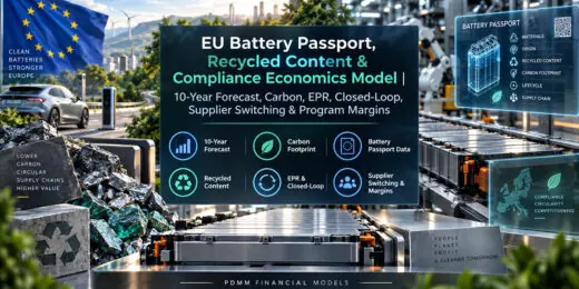 EU Battery Passport, Recycled Content & Compliance Economics Model | 10-Year Forecast, Carbon, EPR, Closed-Loop, Supplier Switching & Program Margins