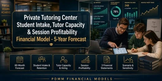 Private Tutoring Center Student Intake, Tutor Capacity & Session Profitability Financial Model – 5-Year Forecast